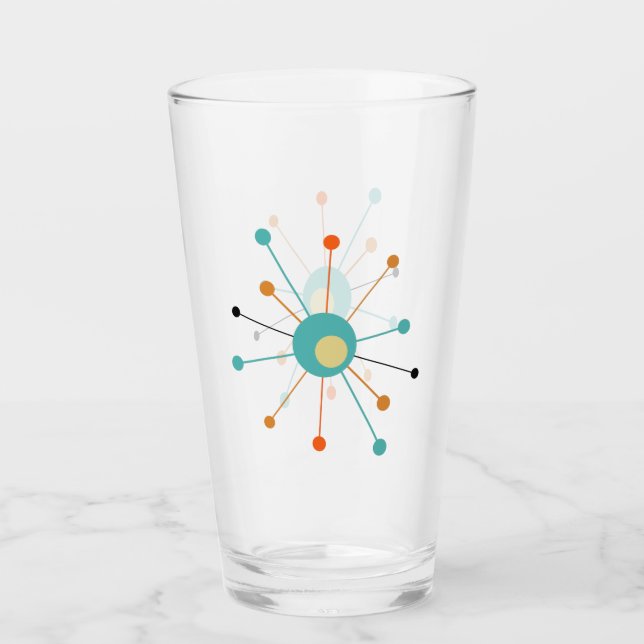Verre Starburst atomique Turquoise Orange milieu du sièc (Devant)