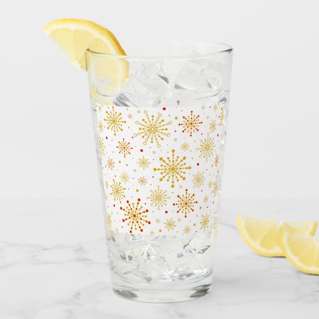 Verre Starburst rétro atomique mi-siècle Mood Rouge & Or (Devant glace)