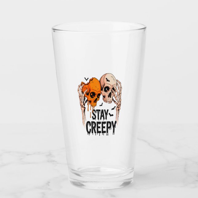 Verre Stay Creepy PNG, Retro Skull Halloween (Devant)