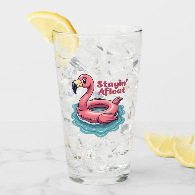 Verre Stayin’ En Mer Funny Flamant rose Pool Flottant Re (Devant glace)