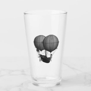 Verre Steampunk Design Machine volante noire et blanche