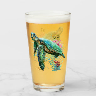 Verre Style d'aquarelle sous-marine de tortue marine