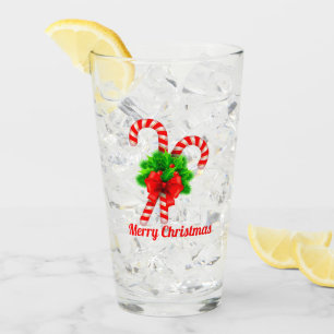 Verre Sucre de canne de Noël et ruban rouge Personnalisé