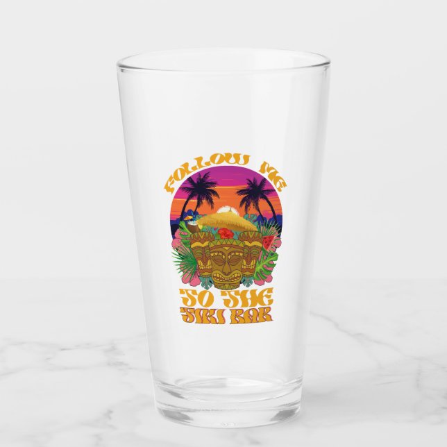 Verre Suivez-Moi Au Tiki Bar Hawaiian Luau Party (Devant)