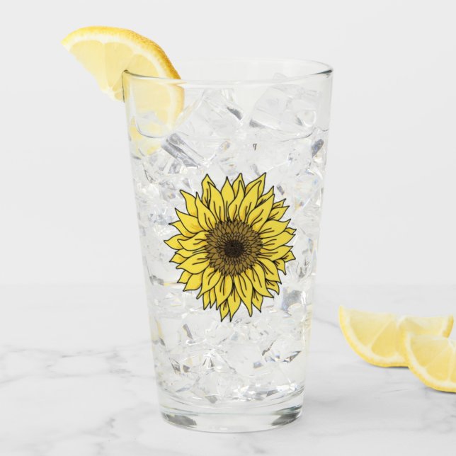 Verre Sunflower, botanical, venin for women (Devant glace)