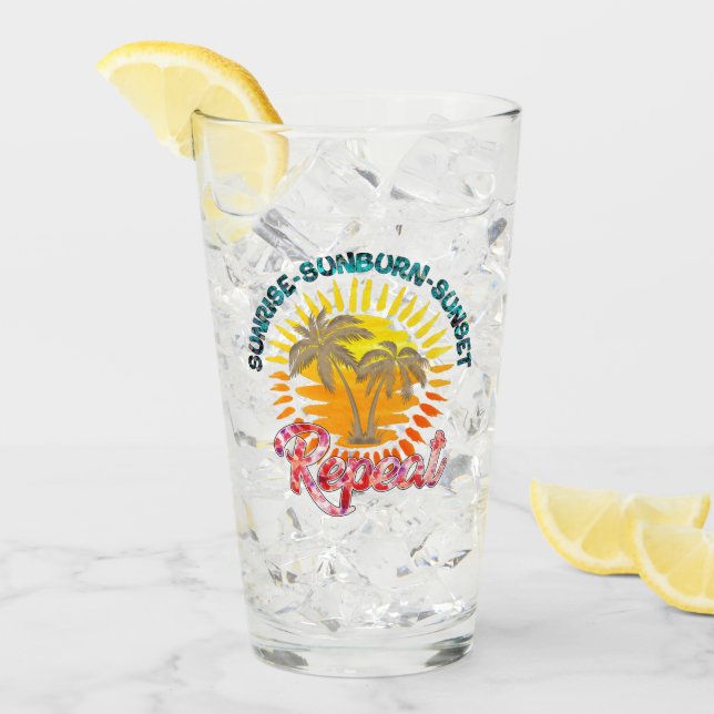 Verre Sunrise-Sunburn-Sunset-Repeat | Palmiers d'or (Devant glace)