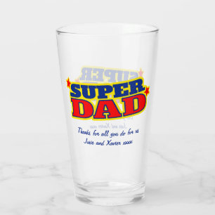 Verre Super Papa message personnalisé graphique rouge bl