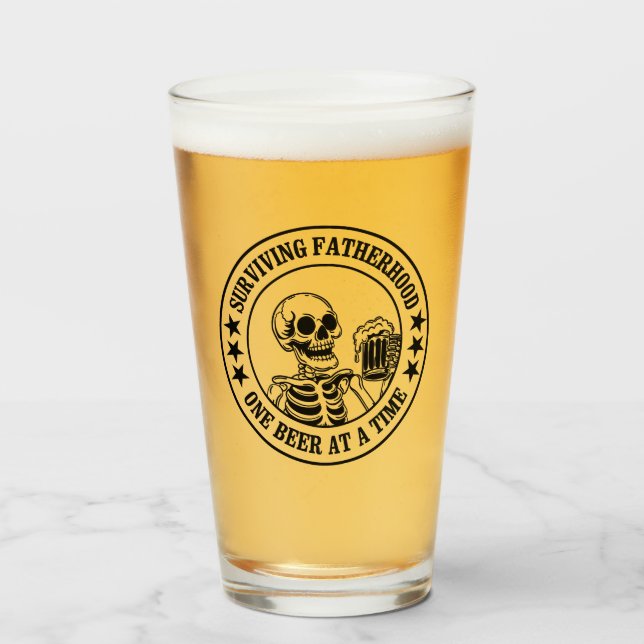 Verre Survivre à la paternité pour papa drôle Humour de  (Devant (rempli))