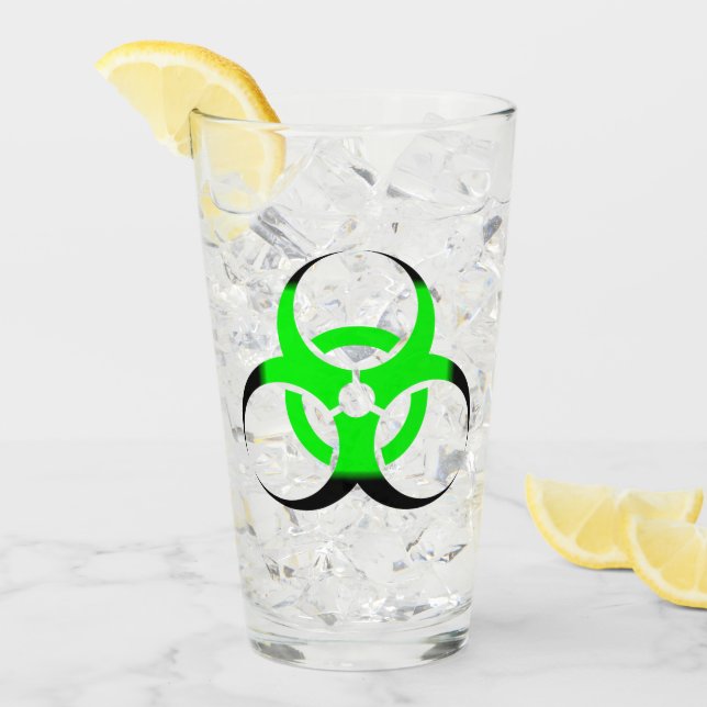 Verre Symbole biologique Biodanger vert et noir (Devant glace)
