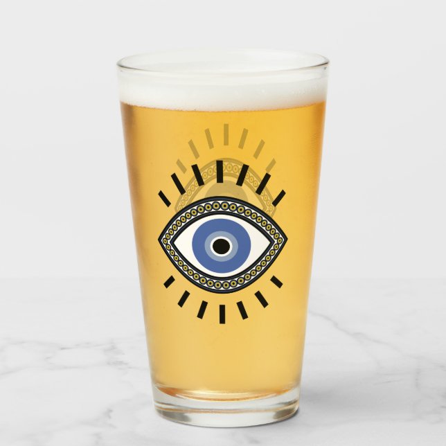 Verre Symbole de protection contre les yeux mal, oeil bl (Devant (rempli))