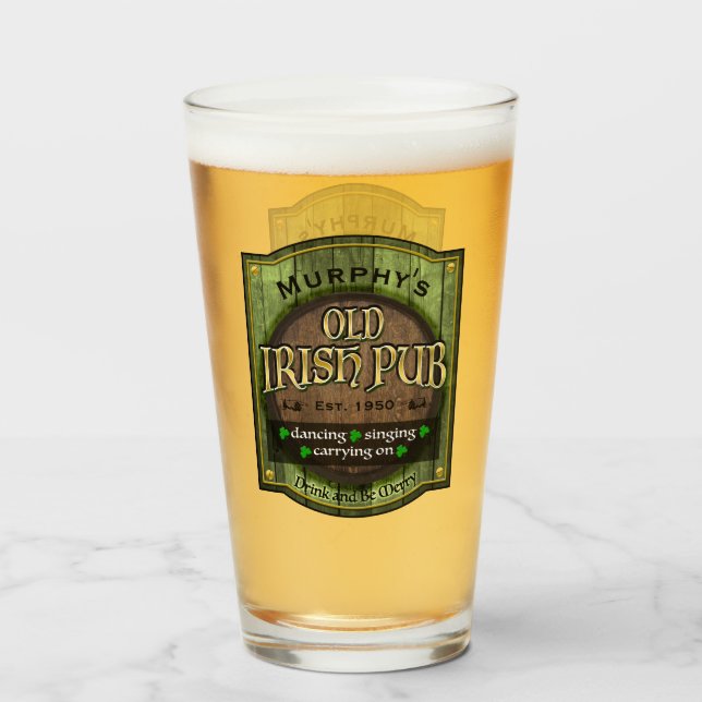 Verre Symbole de pub irlandais personnalisé (Devant (rempli))