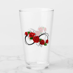 Verre Symbole d'infini avec les roses rouges