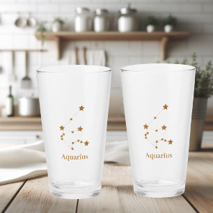 Verre Symbole moderne Zodiac Gold Aquarius Air de l'él