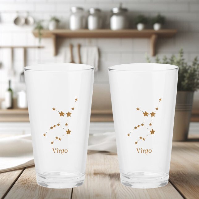 Verre Symbole moderne Zodiac Gold Virgo | Élément Terre (Créateur téléchargé)