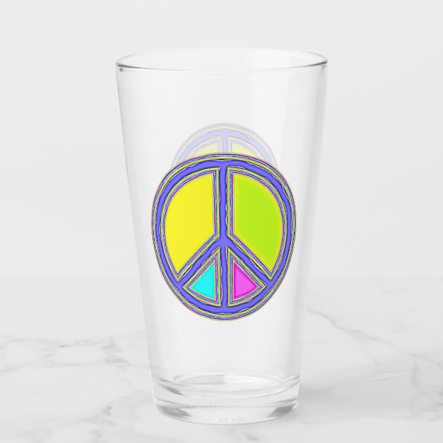 Verre Symbole PAIX avec des couleurs remplies (Devant)