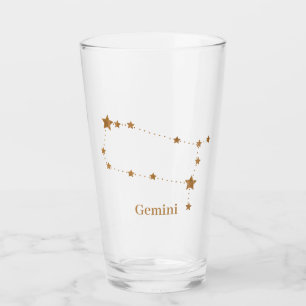Verre SYMBOLE Zodiaque Moderne Gemini Or   Air de l'élém