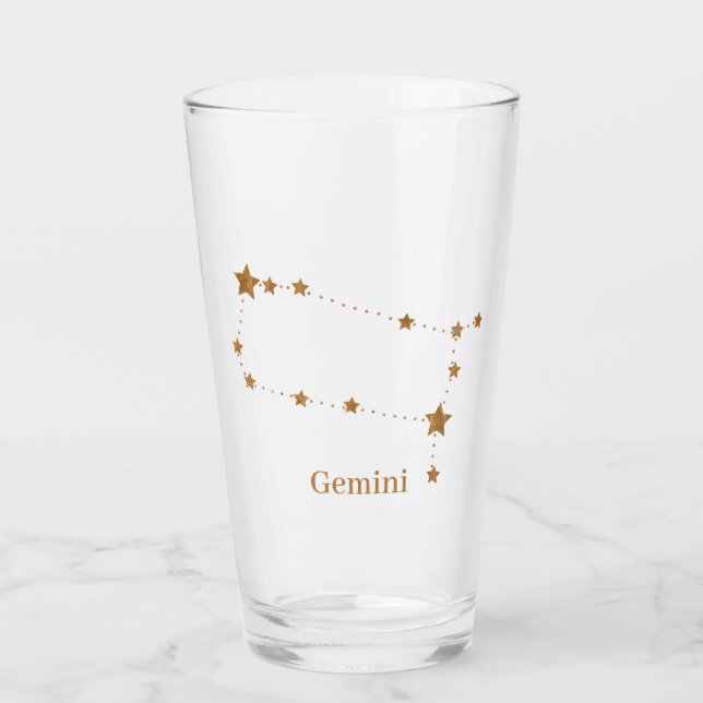 Verre SYMBOLE Zodiaque Moderne Gemini Or | Air de l'élém (Devant)
