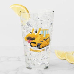 Verre Sympa joli caractère de dessin animé au bulldozer