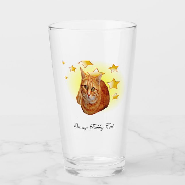 Verre Tabby Cat à rayures orange est une étoile (Devant)