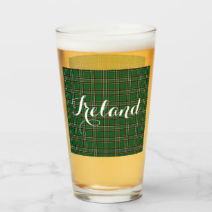 Verre Tartan national irlandais et texte personnalisable