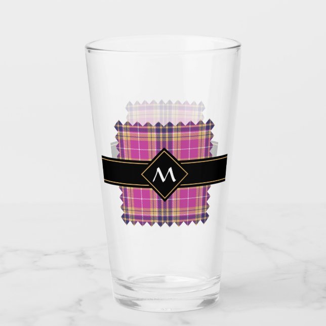 Verre Tartan rose, or et bleu (Devant)