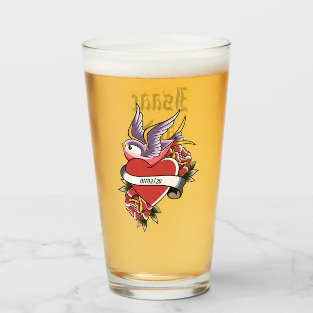 Verre Tatouage personnalisé pour l'anniversaire de la Sa (Devant (rempli))
