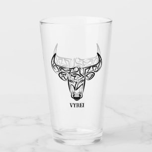 Verre Taureau tribal noir et blanc / Ox