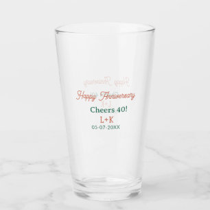 Verre Tchin 40 joyeux anniversaire orange vert nom date