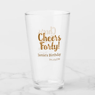 Verre Tchin tchin quarante orange marron calligraphie an