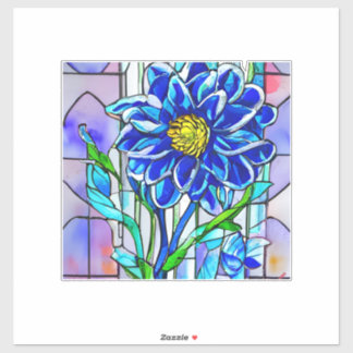 Verre tendu Grand autocollant Autocollant fleur bl