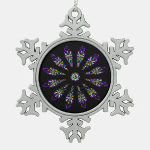 Verre tendu Mandala Pewater Snowflake Ornement