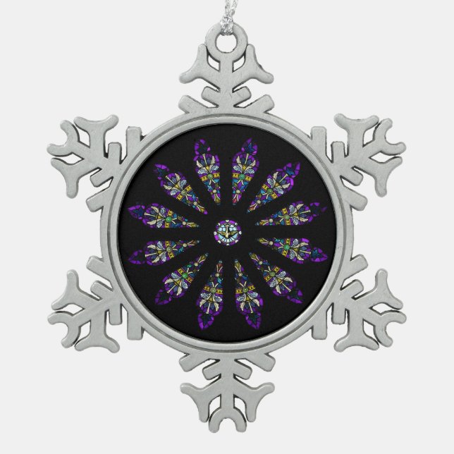 Verre tendu Mandala Pewater Snowflake Ornement (Devant)