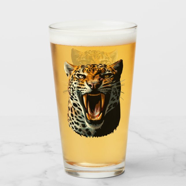 Verre Tête d'attaque du léopard (Devant (rempli))
