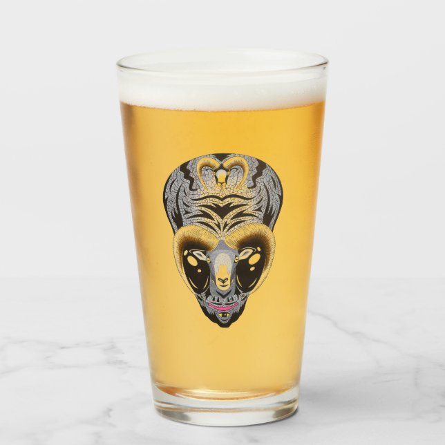 Verre Tête de chèvre Alien hybride (Devant (rempli))