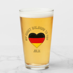 Verre Texte personnalisé Le coeur du drapeau allemand