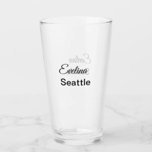 Verre Texte simple minimal ajoutez votre nom lieu ville