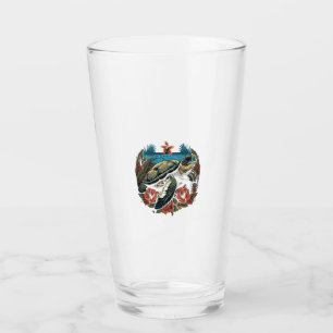 Verre Tortue Tortues de mer hawaïennes Fleur d'Hibiscus