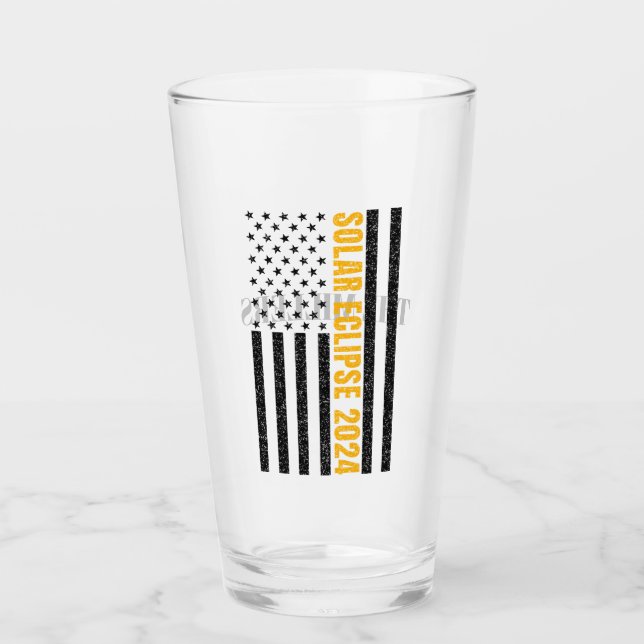 Verre Total Solar Eclipse USA 8 avril 2024 Drapeau améri (Devant)