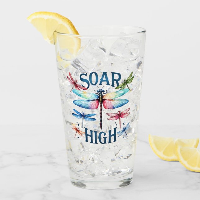 Verre Tourner haut - libellule artistique (Devant glace)