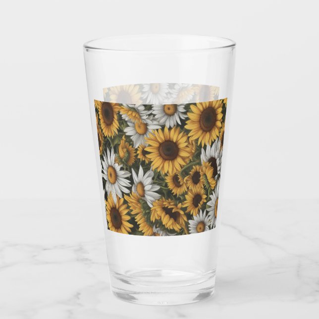 Verre Tournesol blanc et jaune #4 (Devant)