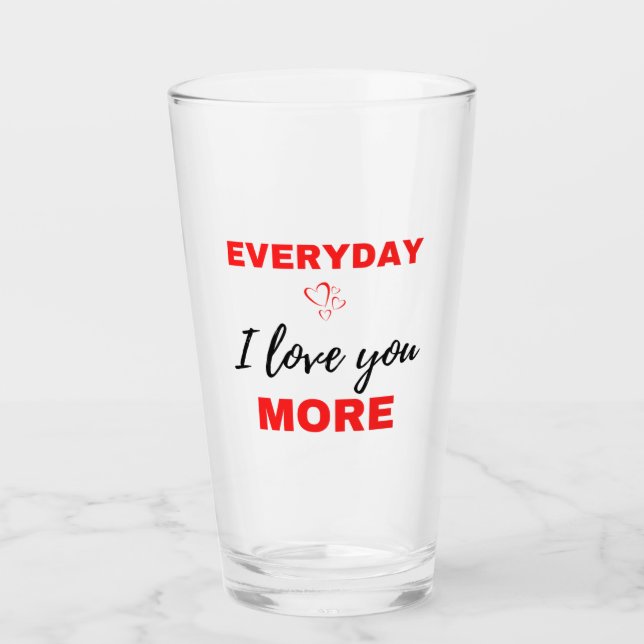 Verre Tous les jours, je t'aime plus Noir (Devant)