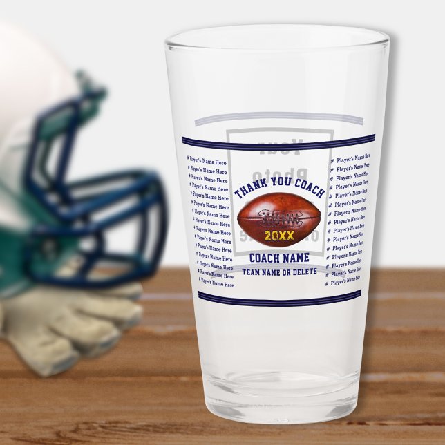 Verre Tous les noms des joueurs Photo Football Coach idé (Gift ideas for football coaches. Personalized football coach gifts. Football Coach Thank You Gifts.)