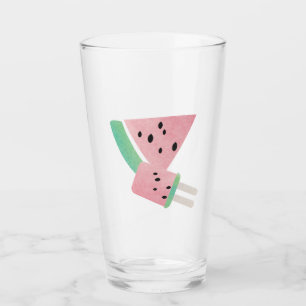 Verre Tranche de pastèque d'été à l'aquarelle et pop