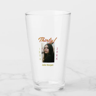 Verre trente photo bordeaux doré nom date anniversaire t