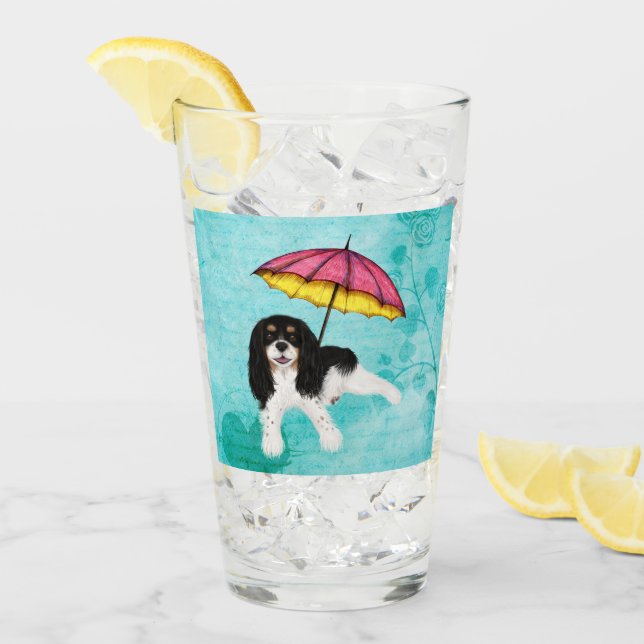 Verre Tri Cavalier Spaniel et Umbrella (Devant glace)