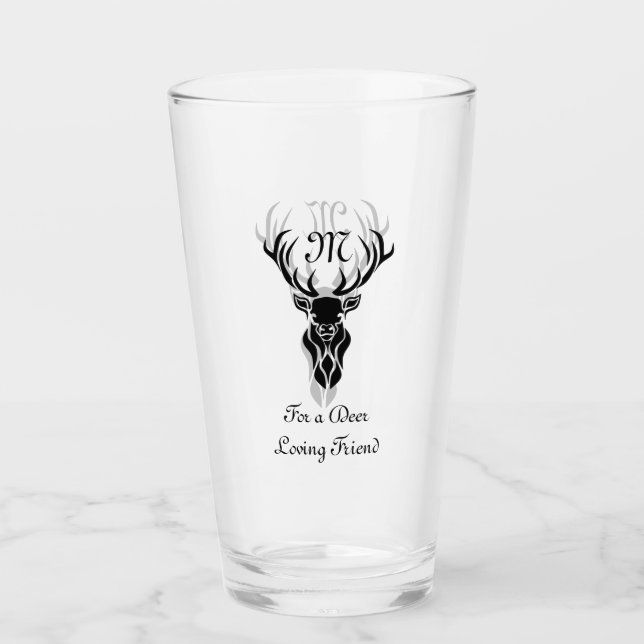 Verre Tribal Black Stag Silhouette Monogramme (Devant)