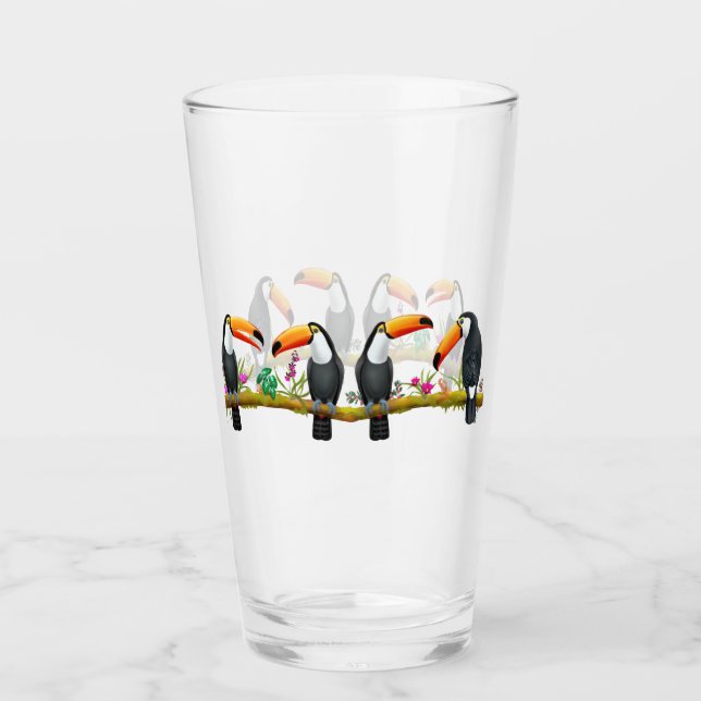 Verre tropical de culbuteur d'oiseaux de toucan de (Devant)