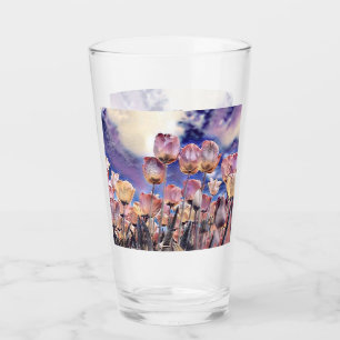 Verre Tulipes violettes, roses et oranges