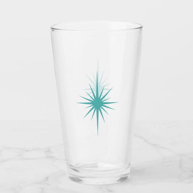 Verre Turquoise Atomique Starburst Retro Moyen-siècle (Devant)