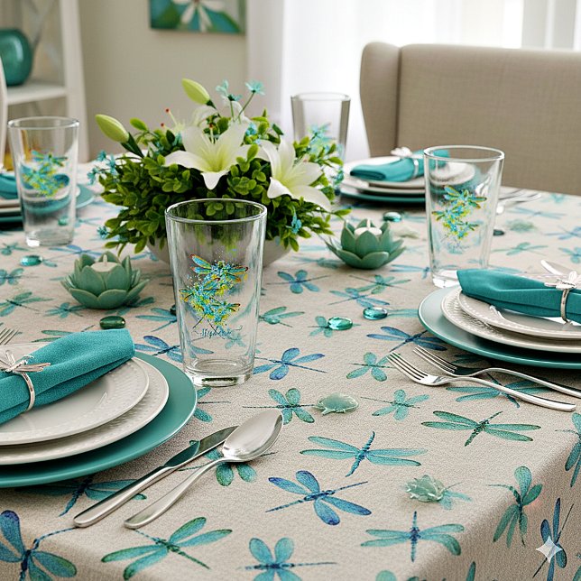 Verre Turquoise Splatter Dragonfly personnalisée (Créateur téléchargé)